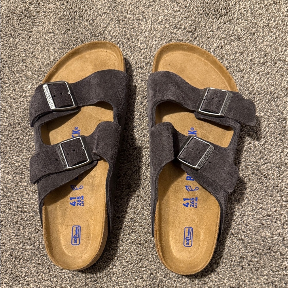 Birkenstock Charcoal Suede Sandals